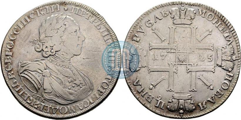 Фото 1 рубль 1725 года СПБ "Солнечный в латах"