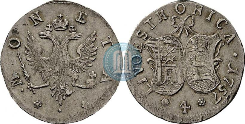 Фото 4 копейки 1757 года  "Ливонез"