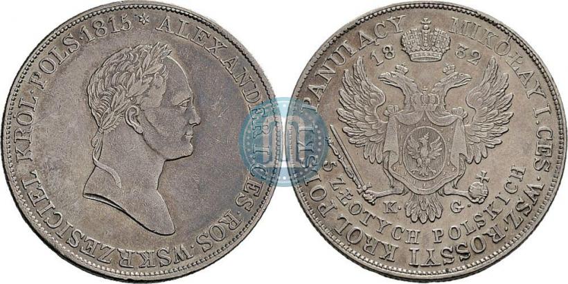 Фото 5 злотых 1832 года KG 