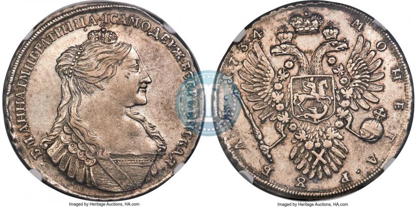 Фото 1 рубль 1734 года  "Тип 1735 года"