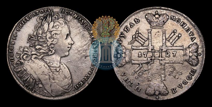 Фото 1 рубль 1727 года СПБ "Петербургский тип"