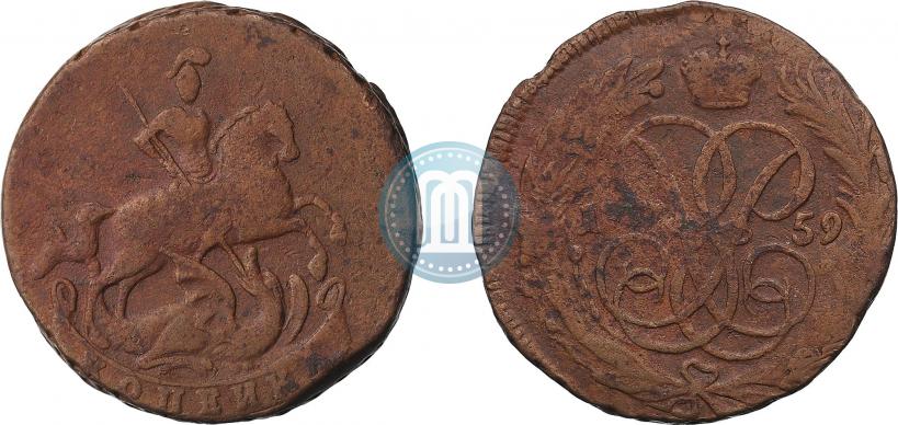 Picture 1 kopeck 1759 year  
