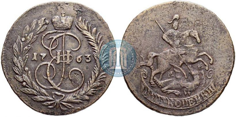 Фото 2 копейки 1763 года ММ 