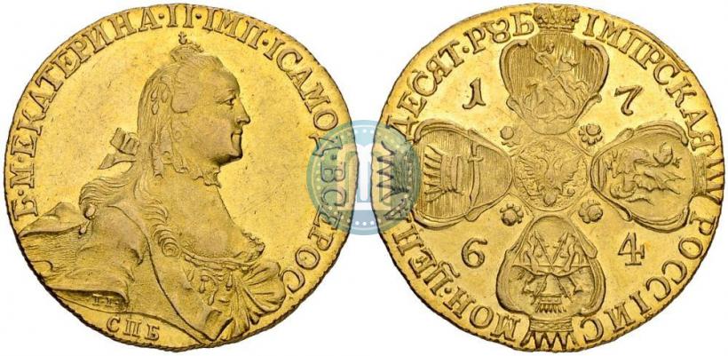 Фото 10 рублей 1764 года СПБ 
