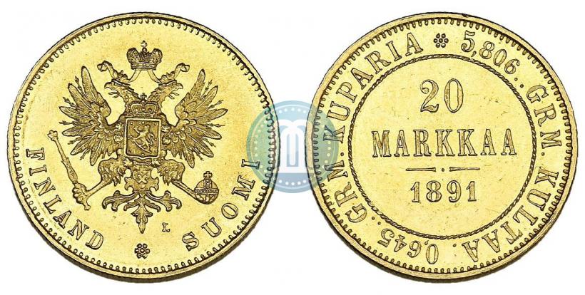 Picture 20 markkaa 1891 year L 
