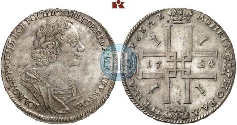 Фото 1 рубль 1724 года  "Портрет в античных доспехах"