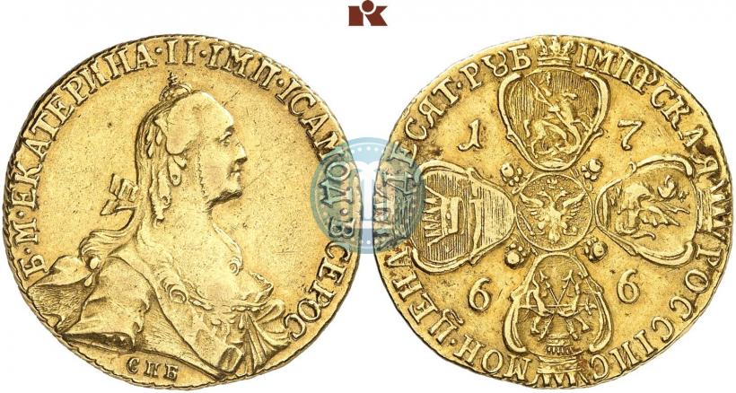 Picture 10 roubles 1766 year СПБ 