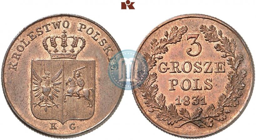 Picture 3 grosze 1831 year KG "Polish uprising"