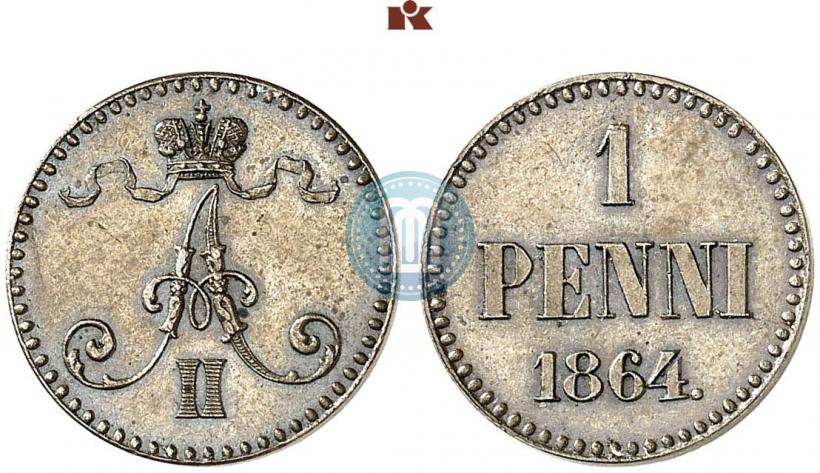 Фото 1 пенни 1864 года  