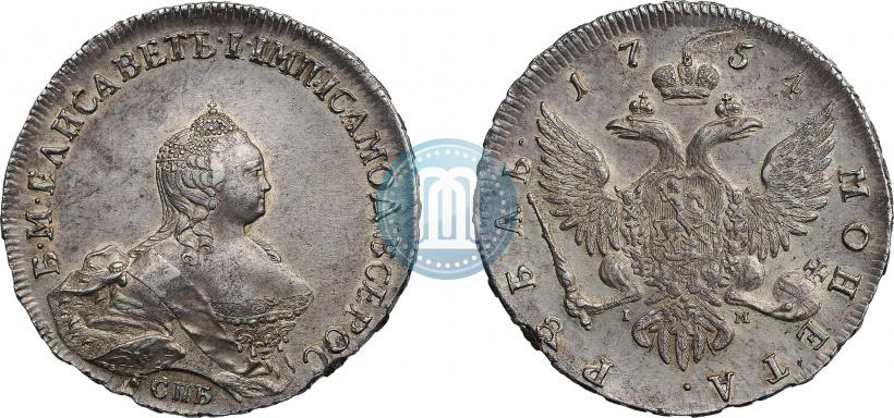 Picture 1 rouble 1754 year СПБ-IМ "Portrait by Benjamin Scott"