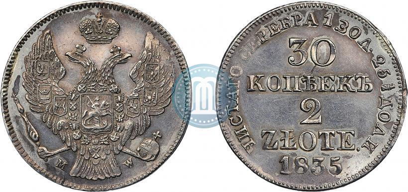Picture 30 kopecks - 2 złotych 1835 year MW 