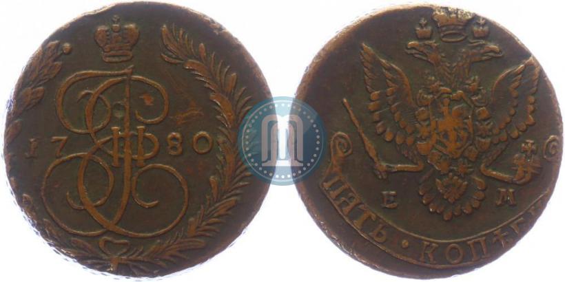 Picture 5 kopecks 1780 year ЕМ 