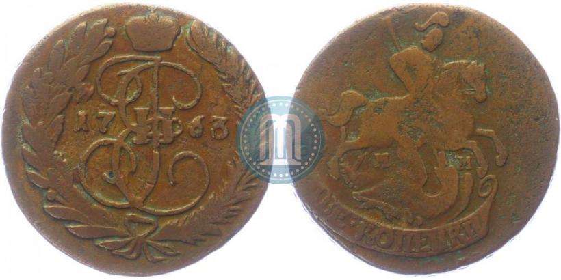 Фото 2 копейки 1763 года ММ 