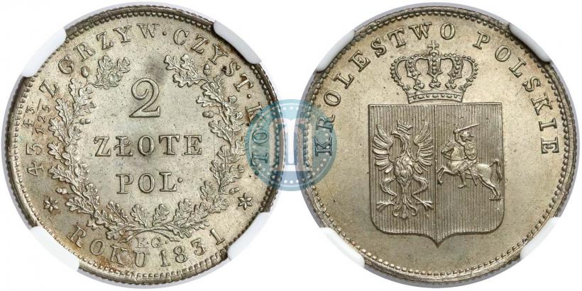 Picture 2 złote 1831 year KG "Polish uprising"
