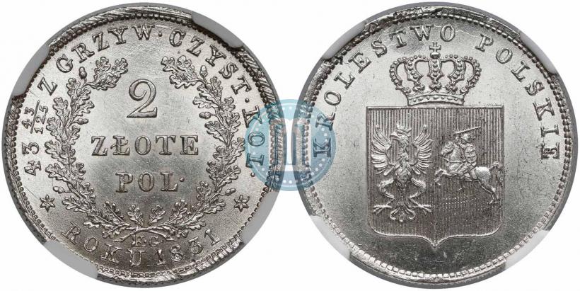 Picture 2 złote 1831 year KG "Polish uprising"