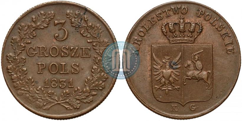 Picture 3 grosze 1831 year KG "Polish uprising"