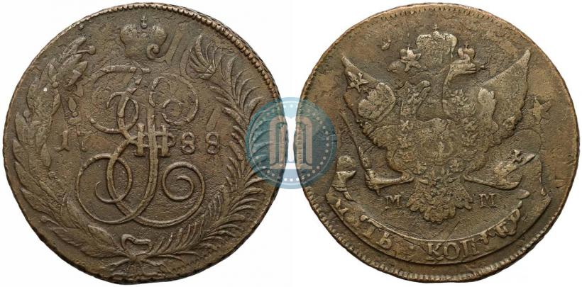 Фото 5 копеек 1788 года ММ 