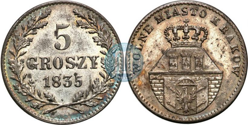 Picture 5 groszy 1835 year  "Free city of Kraków"