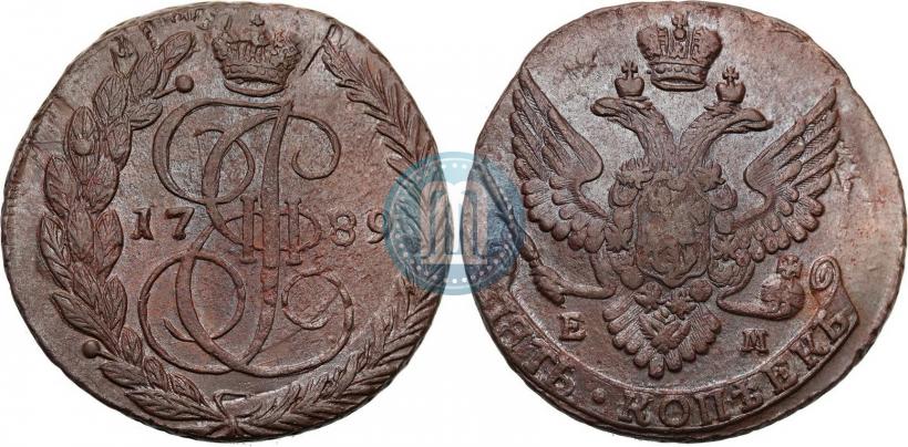 Picture 5 kopecks 1789 year ЕМ 