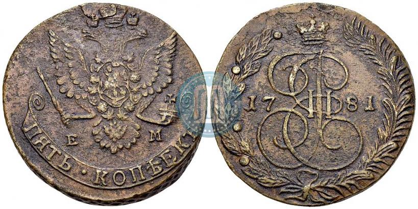 Picture 5 kopecks 1782 year ЕМ 