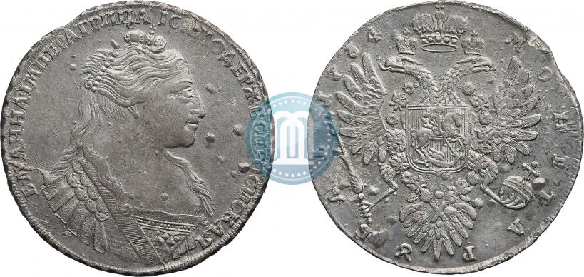 Фото 1 рубль 1734 года  "Тип 1735 года"