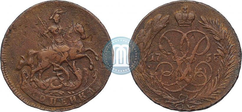 Фото 1 копейка 1758 года  
