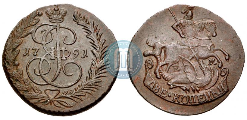 Picture 2 kopecks 1791 year ЕМ 