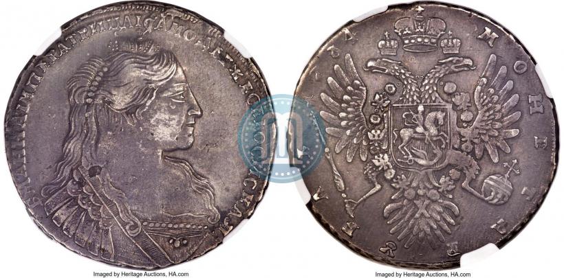 Фото 1 рубль 1734 года  "Тип 1735 года"