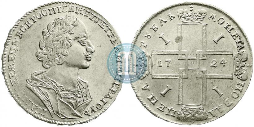 Фото 1 рубль 1724 года  "Портрет в античных доспехах"