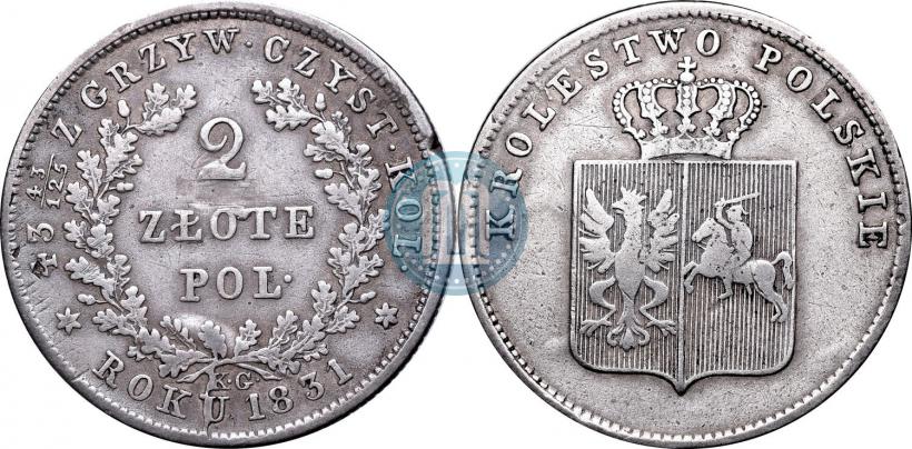 Picture 2 złote 1831 year KG "Polish uprising"
