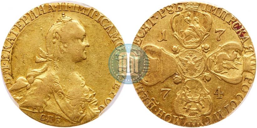 Picture 10 roubles 1774 year СПБ 