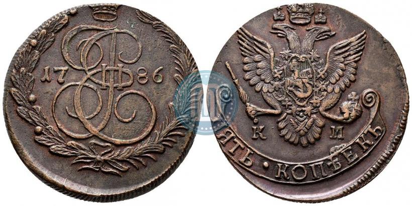 Picture 5 kopecks 1786 year КМ 