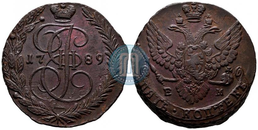 Picture 5 kopecks 1789 year ЕМ 