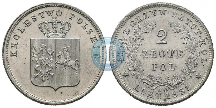 Picture 2 złote 1831 year KG "Polish uprising"