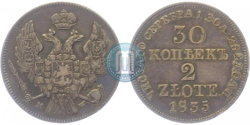 Picture 30 kopecks - 2 złotych 1835 year MW 