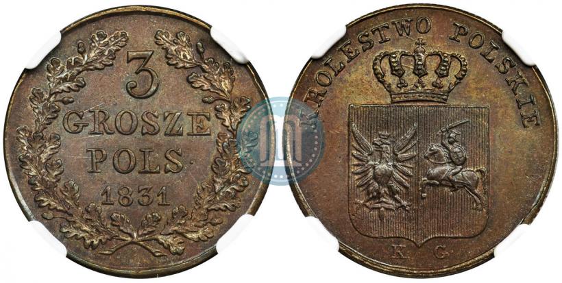 Фото 3 гроша 1831 года KG "Польское восстание"
