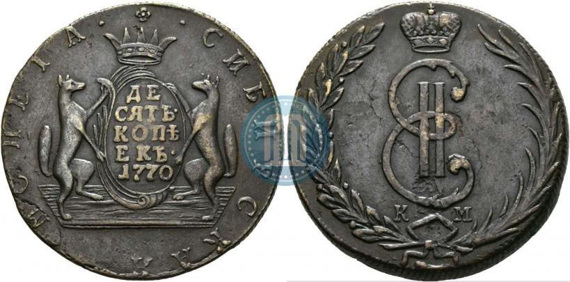 Фото 10 копеек 1770 года КМ 