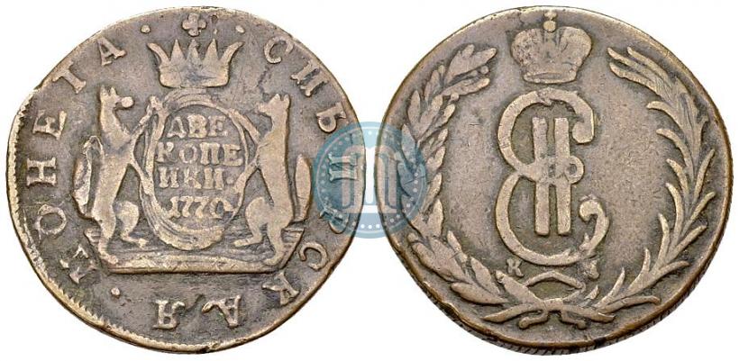 Фото 2 копейки 1773 года КМ 