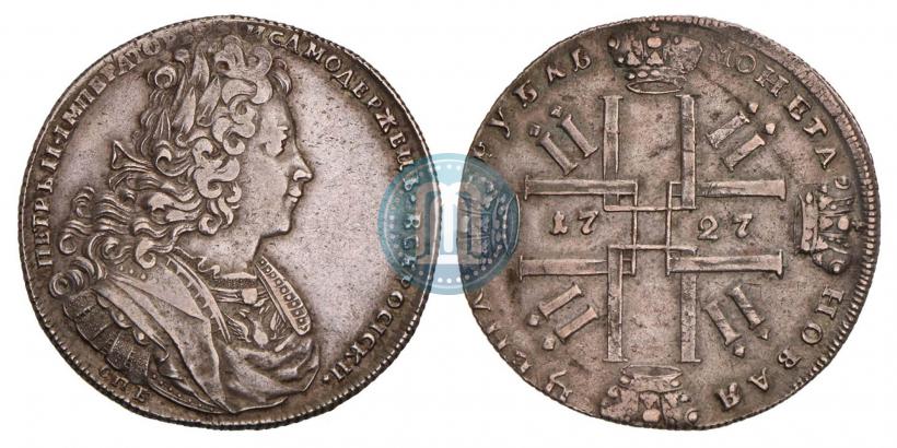 Фото 1 рубль 1727 года СПБ "Петербургский тип"