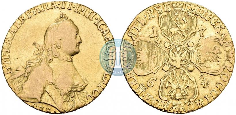 Фото 5 рублей 1764 года СПБ 