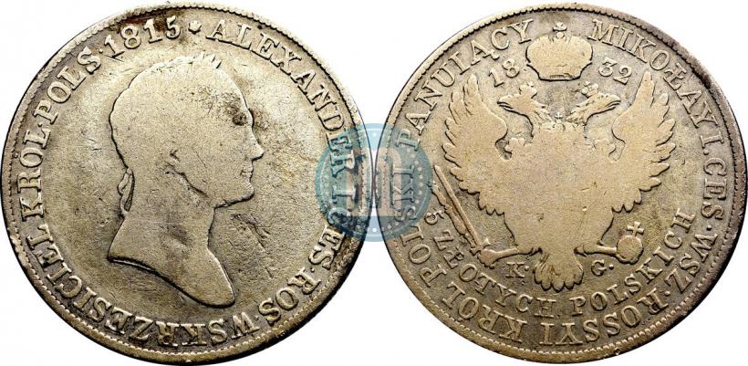 Picture 5 złotych 1832 year KG 