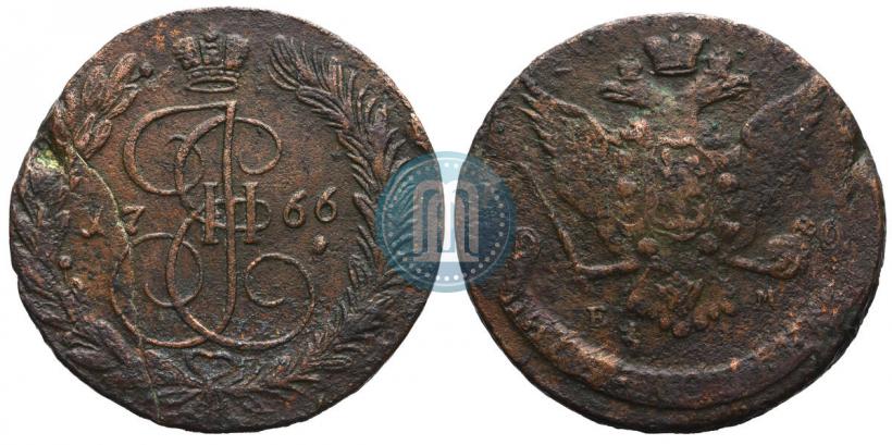 Фото 5 копеек 1766 года ЕМ 