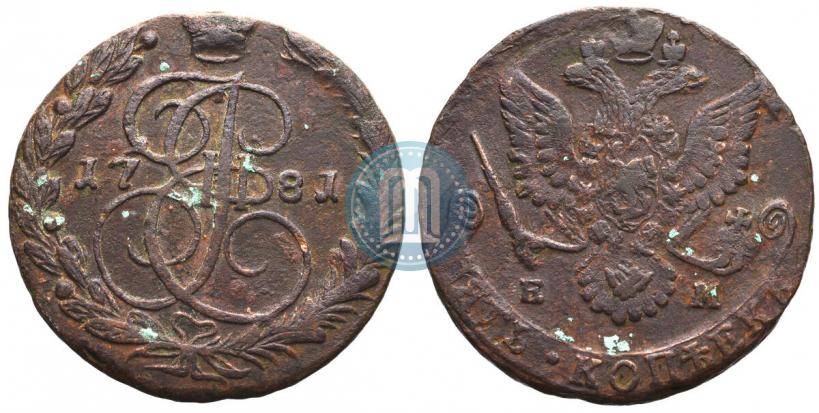 Picture 5 kopecks 1781 year ЕМ 