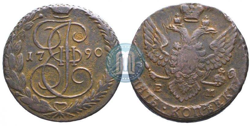 Фото 5 копеек 1790 года ЕМ 