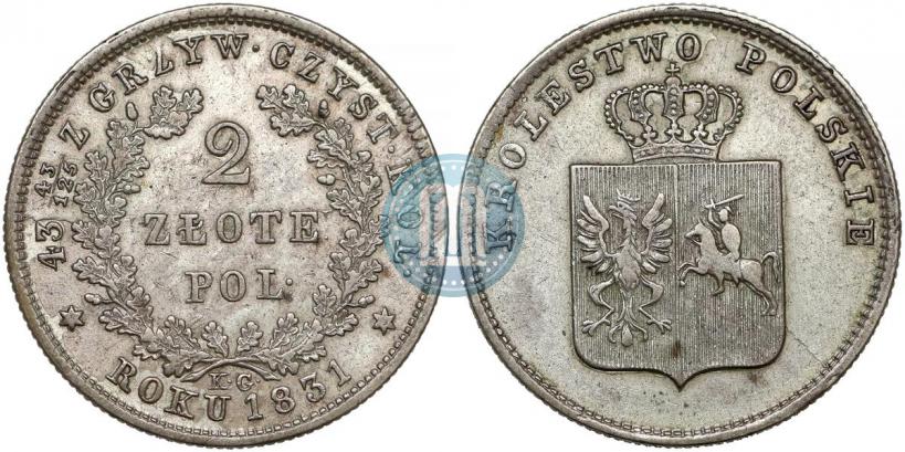 Picture 2 złote 1831 year KG "Polish uprising"
