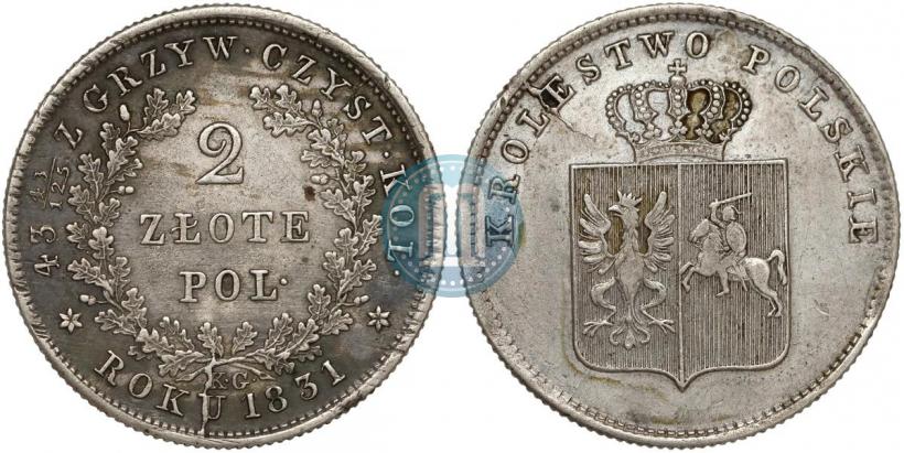 Picture 2 złote 1831 year KG "Polish uprising"