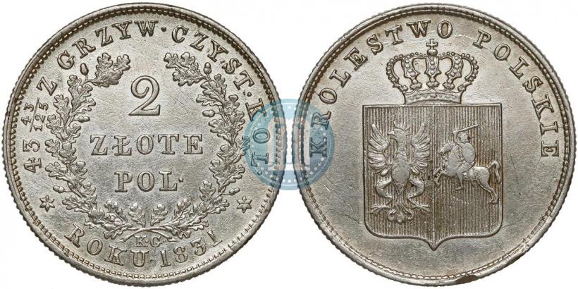 Picture 2 złote 1831 year KG "Polish uprising"