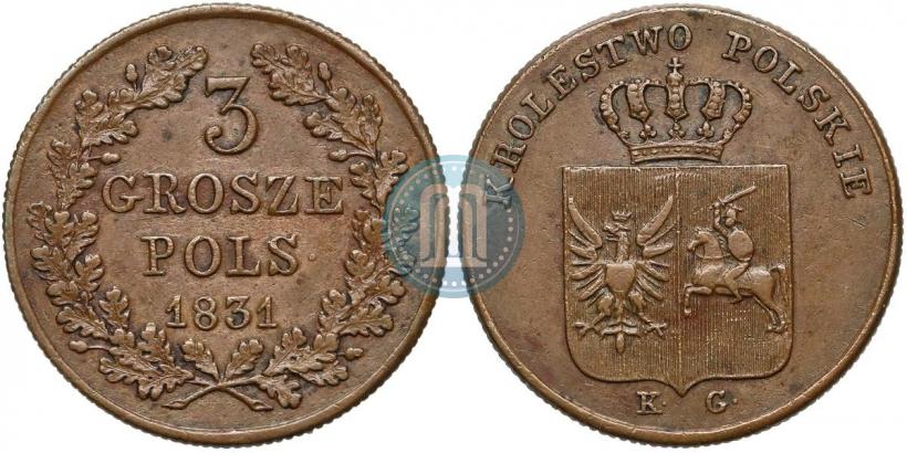 Фото 3 гроша 1831 года KG "Польское восстание"