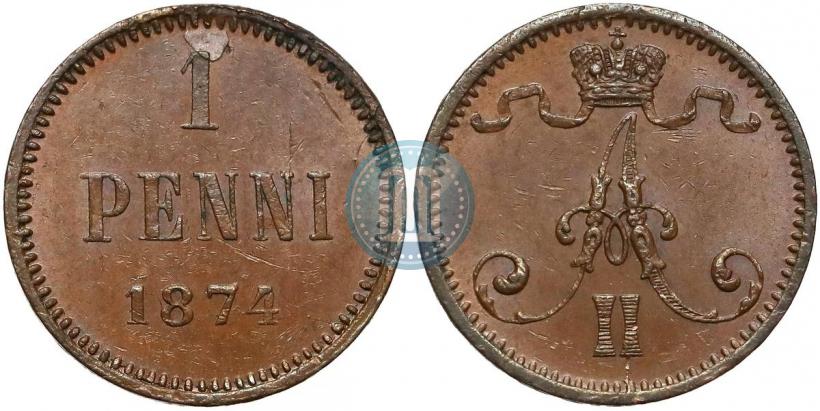 Фото 1 пенни 1874 года  