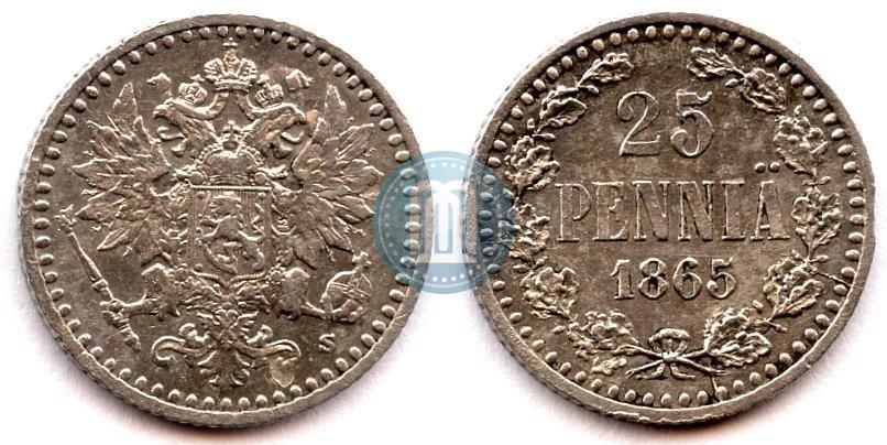 Фото 25 пенни 1865 года S 